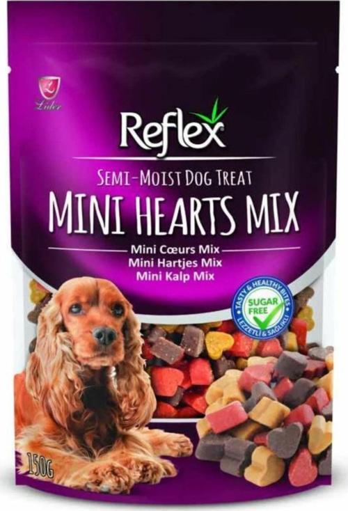 Mini Mix Karışık Renklı Kalp Şeklinde Yarı Yumuşak Köpek Ödülü 150 Gr