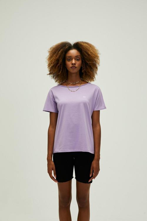 Nidra T-Shirt Lavanta Mor Basic Kadın Tişört