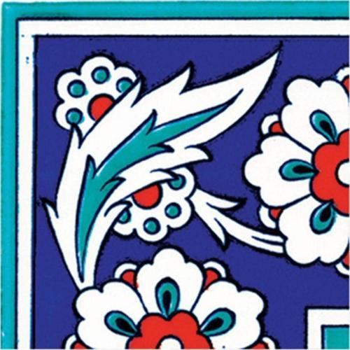 10x10 Cm Ksk 8 Iznik Çiçek Desenli Çini Bordür Köşe