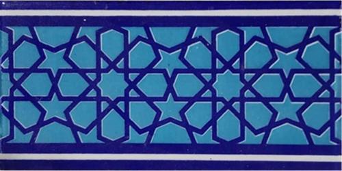 10x20 Cm Ks-72 Mavi Türkmen Yıldızı Desenli Çini Bordür