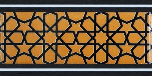 10x20 Cm Ks-72 Sarı Türkmen Yıldızı Çini Karo Bordür