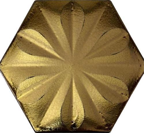 15x17 Cm Çiçekli Bronz Altıgen Seramik
