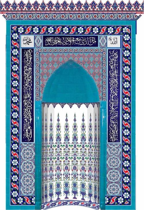 180x290 Ks-21 Çiçek Çinili Mescit Mihrap Cami Mihrapları