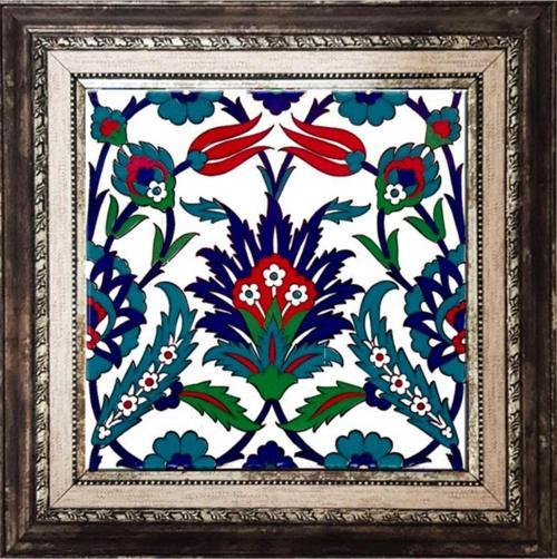 20x20 Cm Ac 19 Laleli Desen Osmanlı Çini Seramik Pano
