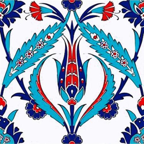20x20 Cm Ac 2 Kırmızı Lale Desenli Iznik Çini Karo