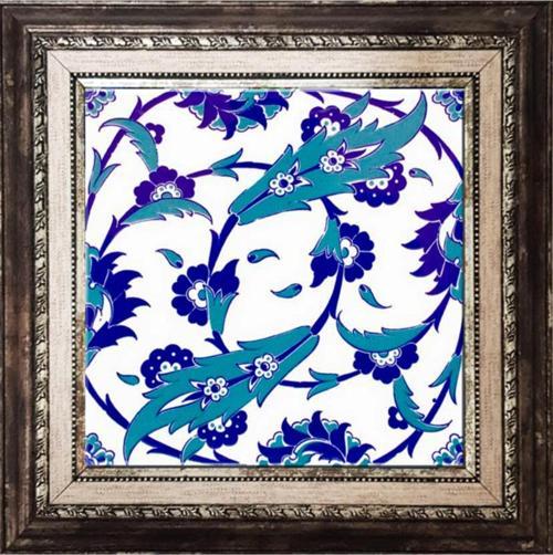 20x20 Cm Ac 32 Selçuklu Mavi Beyaz Kütahya Çini Pano
