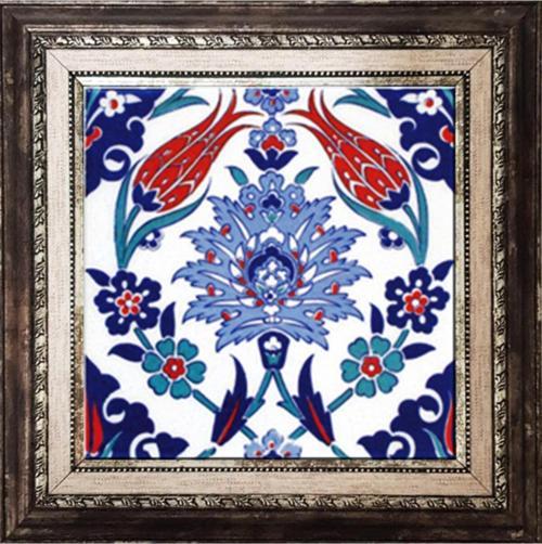20x20 Cm Ac 4 Iznik Lale Desen Kütahya Çini Pano Seramik