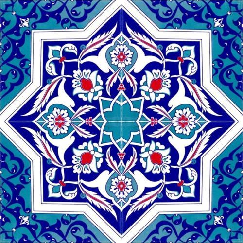 20x20 Cm Ac 49 Türkmen Yıldız Desenli Kütahya Çini Karo