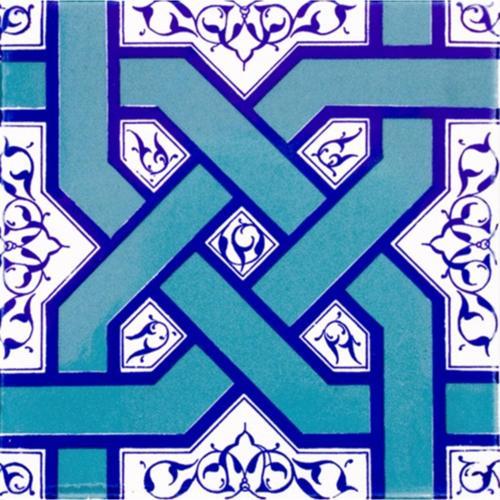 20x20 Cm Ac 6 Selçuklu Turkuaz Zincir Geçme Çini Karo