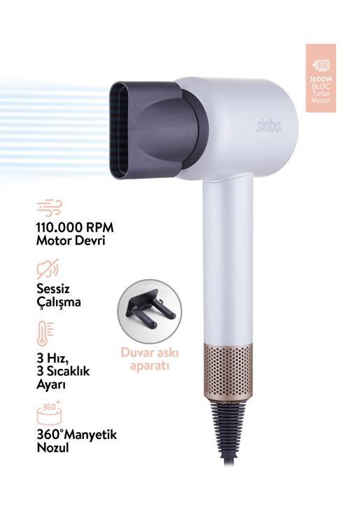 Shd-1714 Bldc Negatif İyonlu  Profesyonel Saç Kurutma Makinesi Beyaz