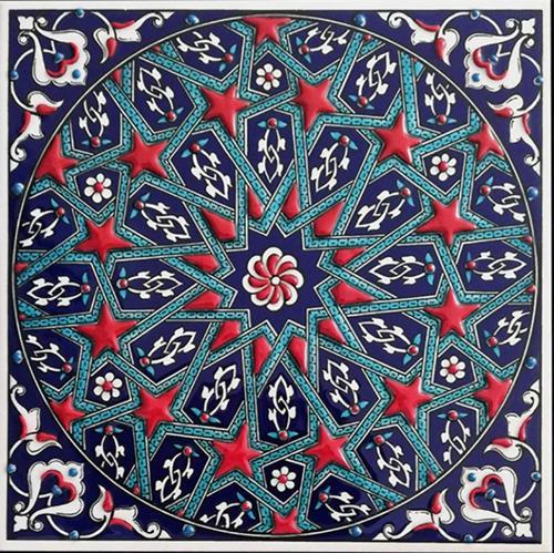 20x20 Cm Ed 332 Kobalt Yıldızgeçme Desenli Eldekoru Çini Karo