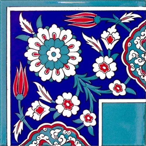 20x20 Cm Ksk 24 Göbek Desen Göbekli Çini Bordür Köşe