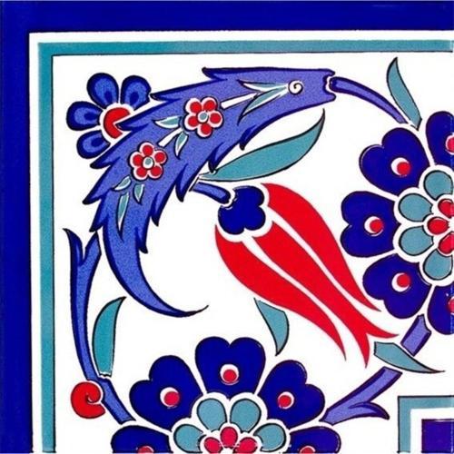 20x20 Cm Ksk 26 Lale Desen Kütahya Çini Bordür Köşesi