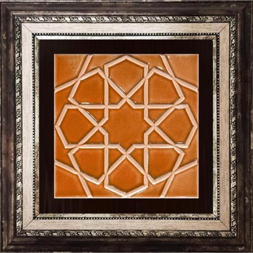 20x20 Cm Rölyefli Karamel Selçuk Yıldızı Deseni Çini Pano