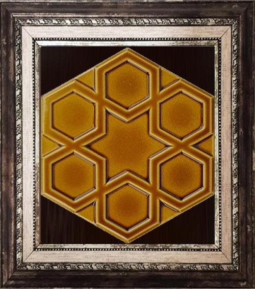 20x20 Cm Rölyefli Karamel Selçuk Yıldızı Deseni Çini Pano