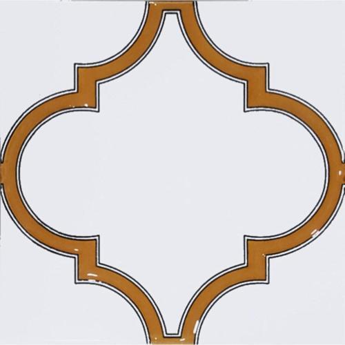 20x20 Cm Sp 103 Arabesk Sarı Beyaz Desenli Kütahya Çini
