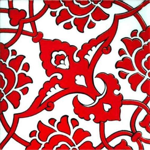 20x20 Cm Sp 83 Kırmızı Beyaz Kütahya Iznik Rumi Osmanlı Desenli Seramik Çini Karo