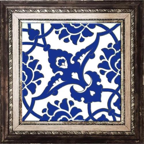 20x20 Cm Sp 83 Kobalt Beyaz Iznik Rumi Desenli Çini Pano