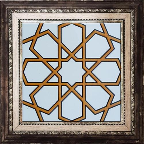 20x20 Cm Sp 89-v Sarı Beyaz Türkmen Yıldızı Çini Pano