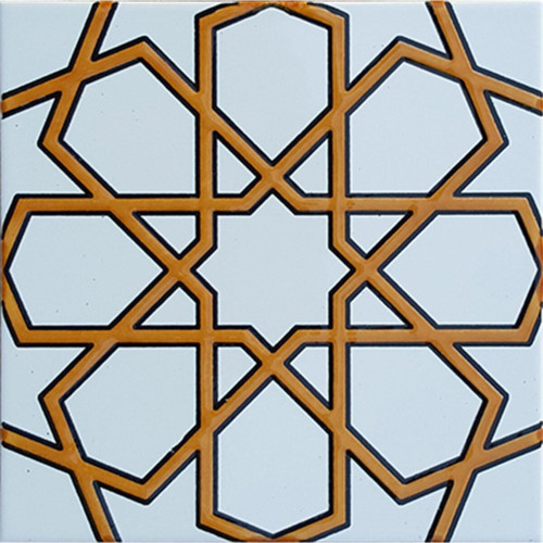 20x20 Cm Sp 89-v Sarı Selçuklu Türkmen Yıldızı Kütahya Iznik Çini Karo Seramik