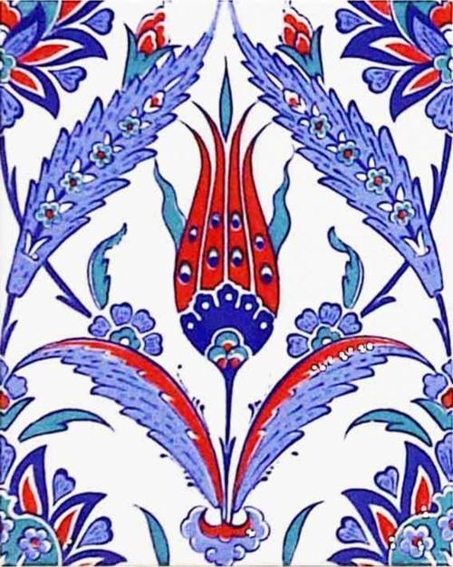20x25 Cm Ac 1002 Kütahya Cami Çinisi Lale Desenli Seramik Çini Karo