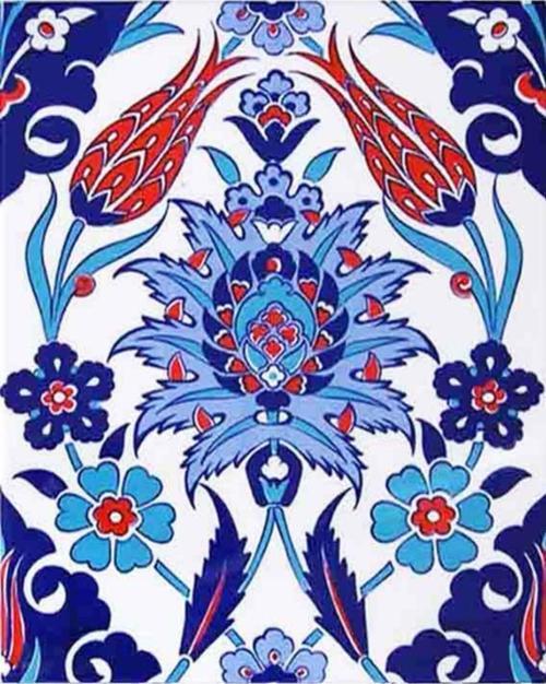 20x25 Cm Ac 1004 Kütahya Cami Çinisi Osmanlı Desenli Seramik Çini Karo