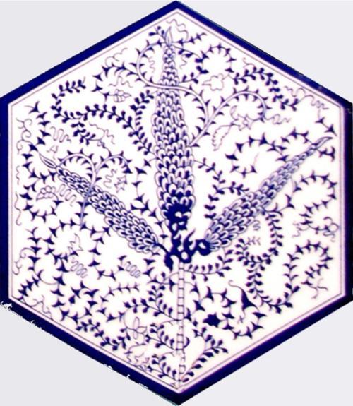 21x23 Cm Al 07 Altıgen Çini Desenli Iznik Karo Seramik