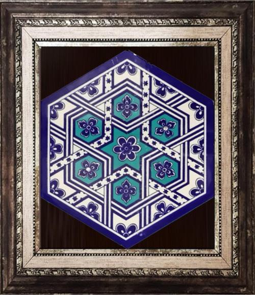 21x23 Cm Al 8 Selçuklu Desenli Altıgen Çini Pano