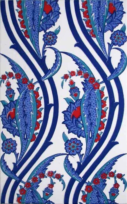 25x40 Cm Sp 404 Desenli Iznik Çini Karo Sarmaşık Lale