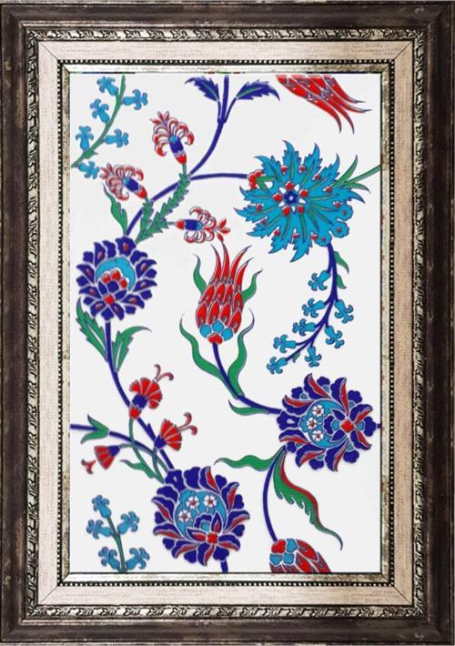 25x40 Cm Sp 405 Desenli Iznik Çini Pano Lale Karanfil (2)