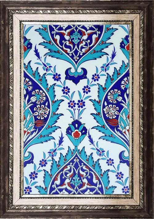 25x40 Cm Sp 417 Mavi Göbekli Kütahya Iznik Çini Pano