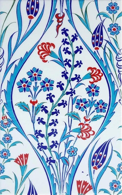 25x40 Cm Sp 419 Mavi Beyaz Kütahya Iznik Çini Karo