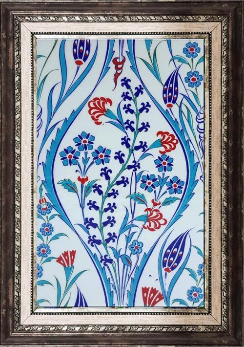 25x40 Cm Sp 419 Mavi Beyaz Kütahya Iznik Çini Pano
