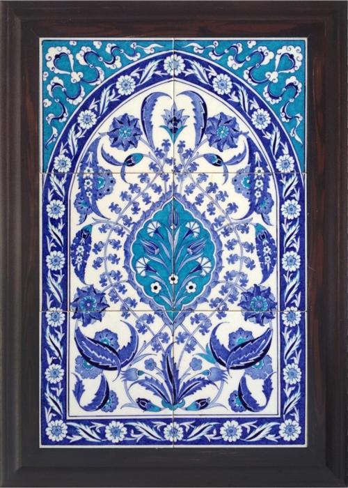 40x60 Cm Ed 505 Mavi Beyaz Eldekoru Çini Pano
