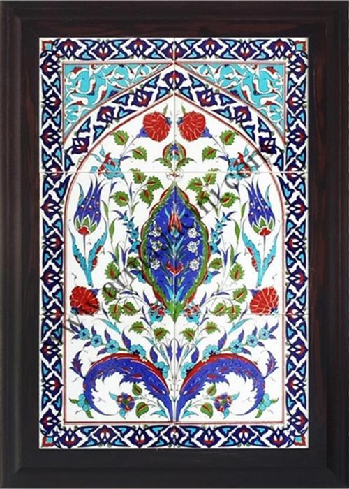 40x60 Cm Ed 508 Mavi Göbekli Eldekoru Çini Pano