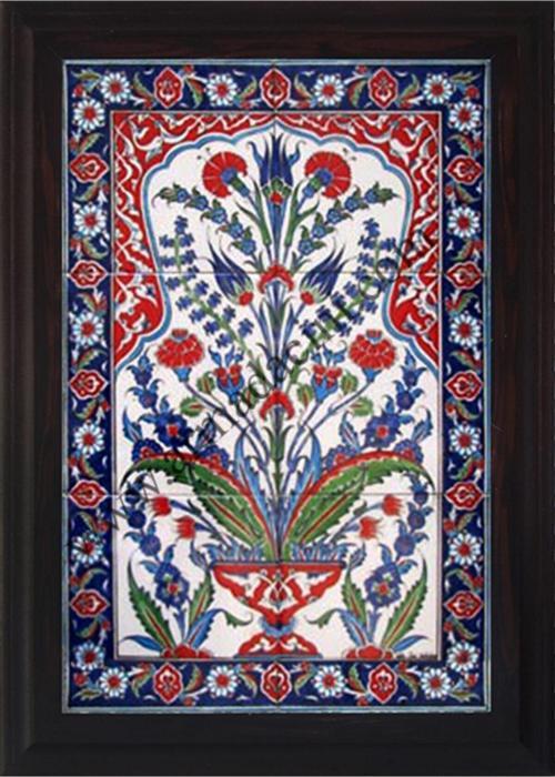 40x60 Cm Ed 510 Yeşil Hançerli Eldekoru Çini Pano