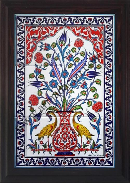 40x60 Cm Ed 513 Sarı Sülünlü Eldekoru Çini Pano