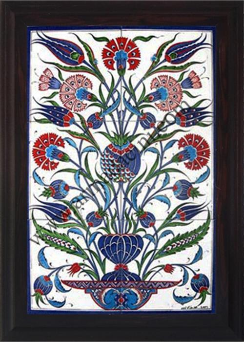 40x60 Cm Ed 517 Lale Karanfil Eldekoru Çini Pano