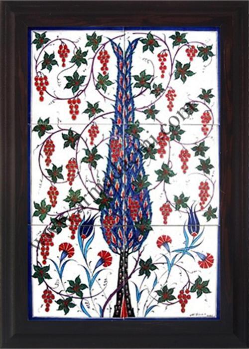 40x60 Cm Ed 519 Tek Selvi Eldekoru Çini Pano