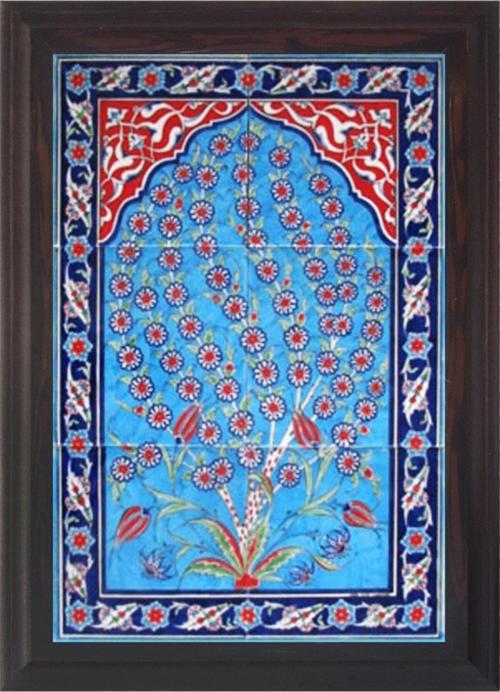 40x60 Cm Ed 603 Turkuaz Hayat Ağacı Çini Pano