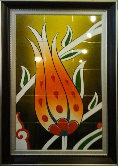 60x100 Cm Ed 612 Sarı Lale Eldekoru Çini Pano