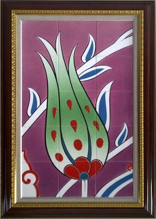 60x100 Cm Ed 614 Pembe Lale Eldekoru Çini Pano