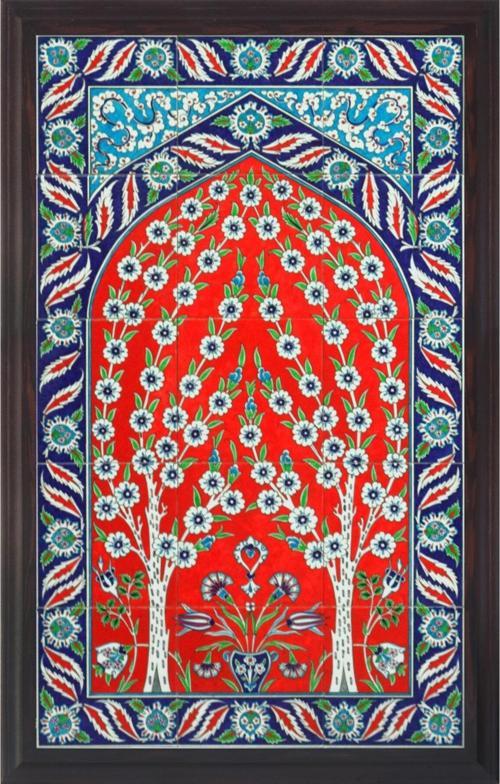60x100 Cm Ed 623 Kırmızılı Hayat Ağacı Çini Pano