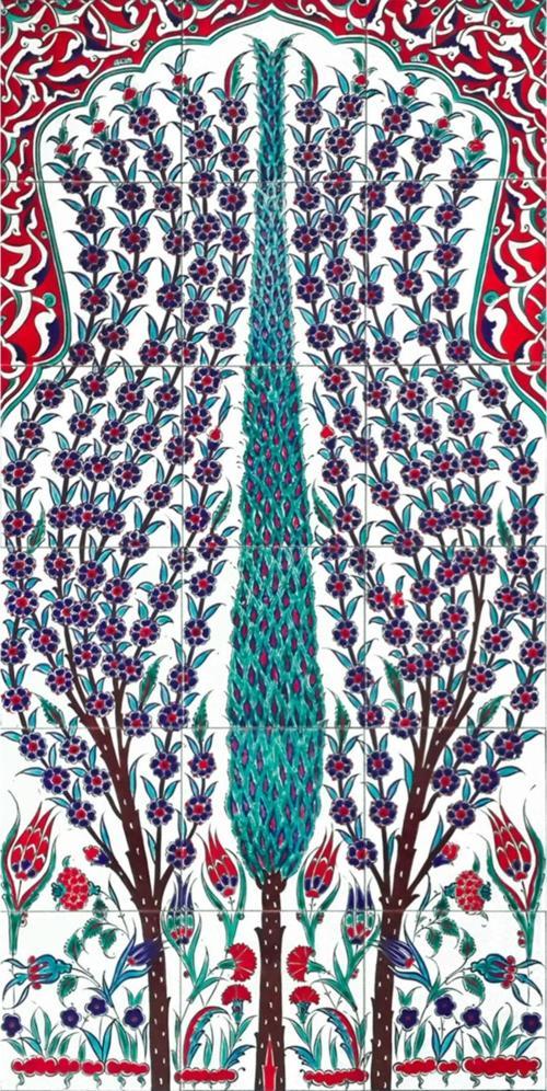 60x120 cm Ed 617 Selvi El Dekoru Çini Pano