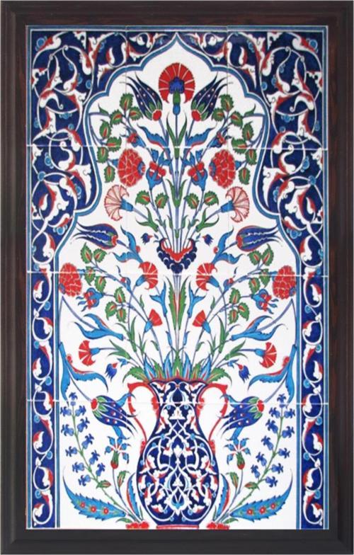60x80 Cm Ed 621 Saksılı Eldekoru Çini Pano
