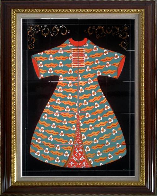 80x100 Cm Ed 681 Yeşil Cintemani Kaftan Çini Pano