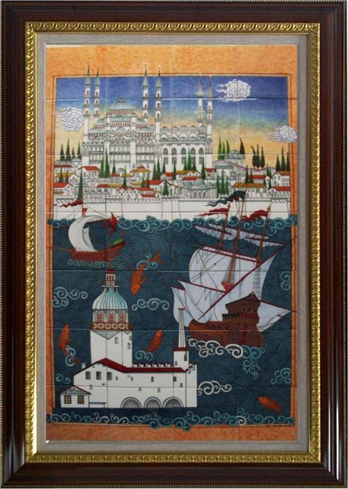 80x140 Cm Ed 683 Istanbul Sahnesi Çini Pano