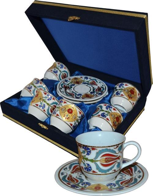 Ar 652 Lale Göbek Altın Yaldızlı Porselen 6 Lı Fincan Takımı