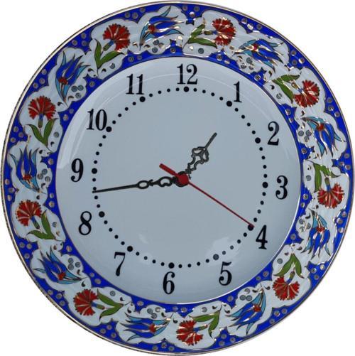 Armada Cini Prt 63 25 Cm Lacivert Altın Yaldızlı Lale Karanfil Desenli Porselen Cini Saat