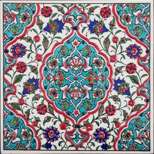 20x20 Cm Ed 307 Turkuaz Iznik Rumi El Dekoru Çini Pano